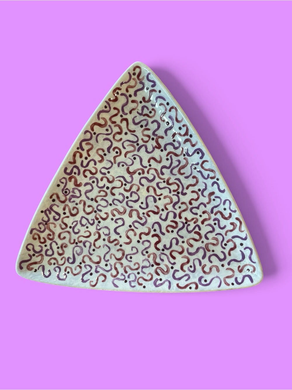 Cute handmade squiggle triangle ceramic plate trinket server
